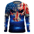 American Flag Fish reaper blue galaxy Custom Long sleeve UV, personalized Patriotic Fishing gifts NQS2389