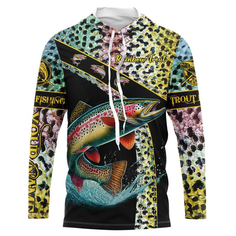 Rainbow trout fishing scales UV protection Custom long sleeve fishing, trout fishing NQS4385