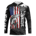 American Flag Walleye Fishing Custom long sleeve performance Fishing, Walleye fishing NQS8979