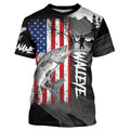 American Flag Walleye Fishing Custom long sleeve performance Fishing, Walleye fishing NQS8979