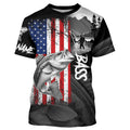 American Flag Bass Fishing Custom long sleeve performance Fishing, Bass fishing NQS8980