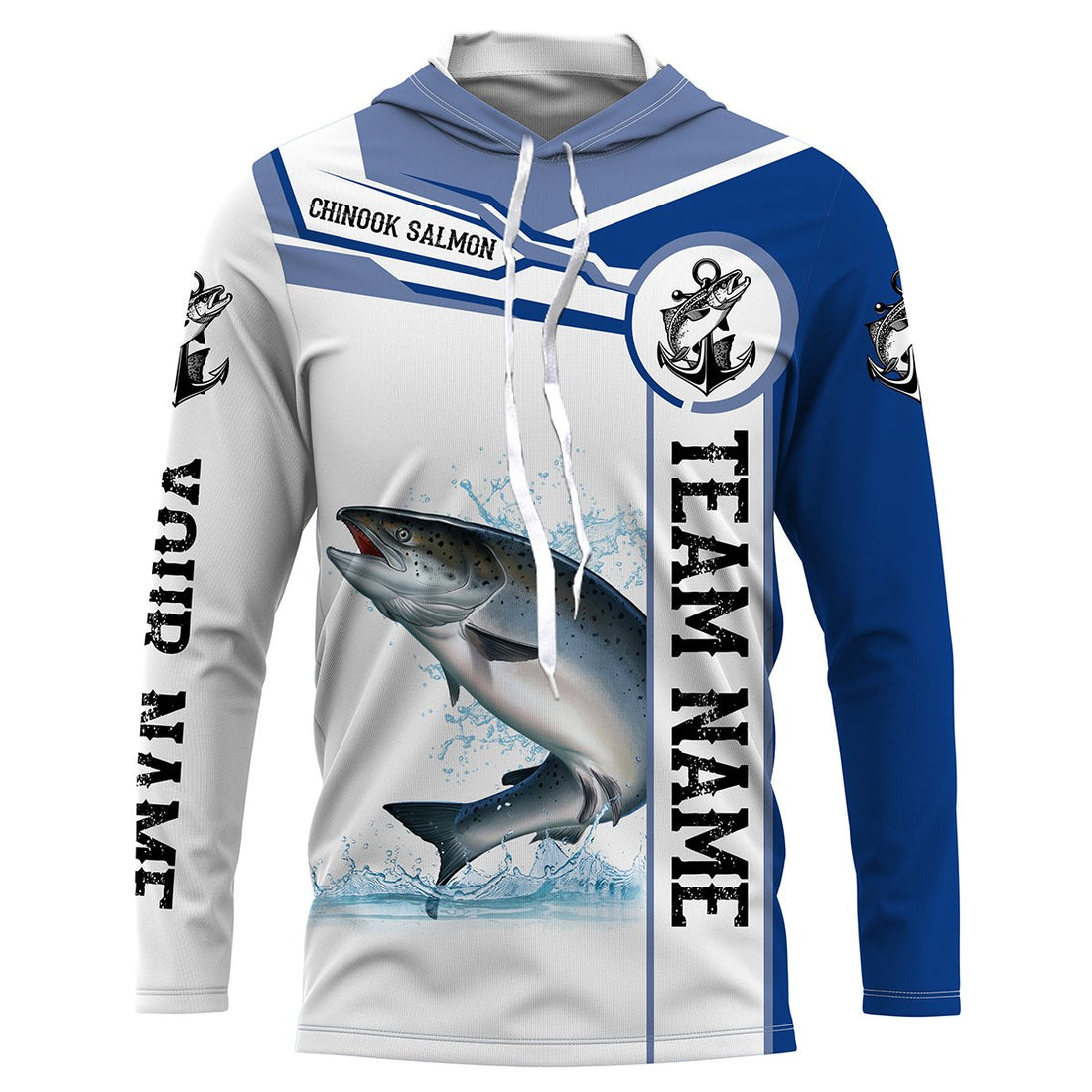 Chinook salmon fishing Customize name and team name tournament long sleeves fishing| Blue NQS2658