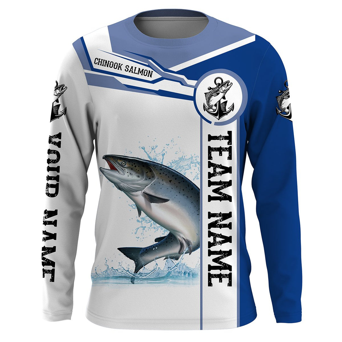 Chinook salmon fishing Customize name and team name tournament long sleeves fishing| Blue NQS2658