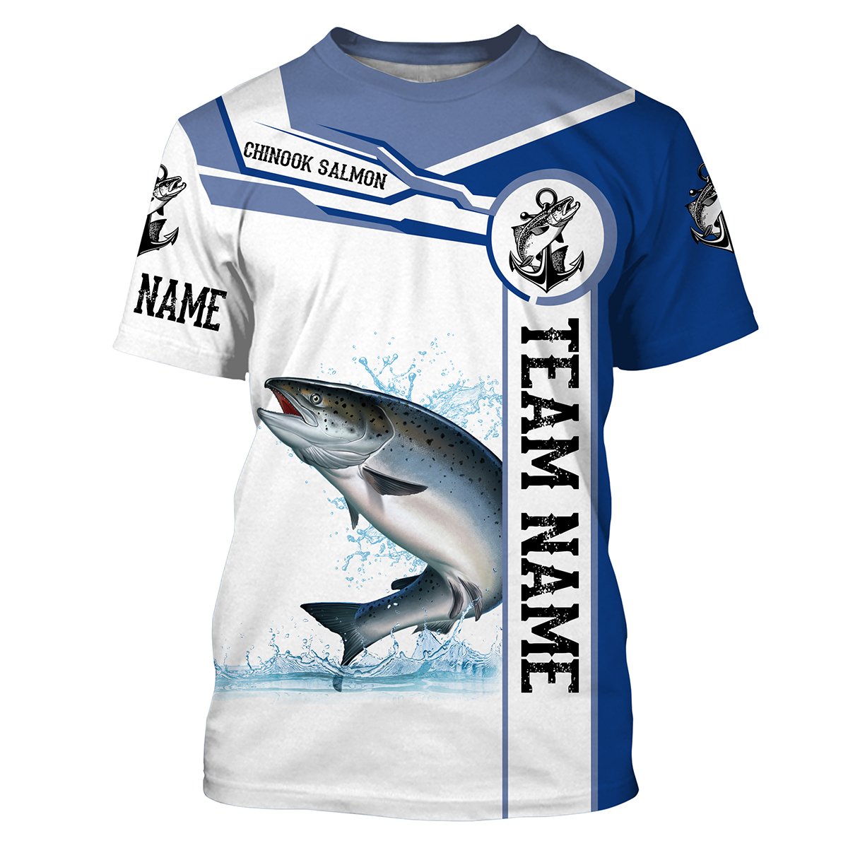 Chinook salmon fishing Customize name and team name tournament long sleeves fishing| Blue NQS2658