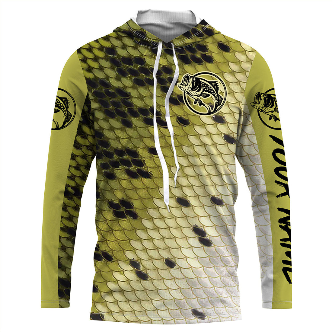 Largemouth Bass fishing green scales Custom Name UV protection UPF 30+ fishing NQS2976