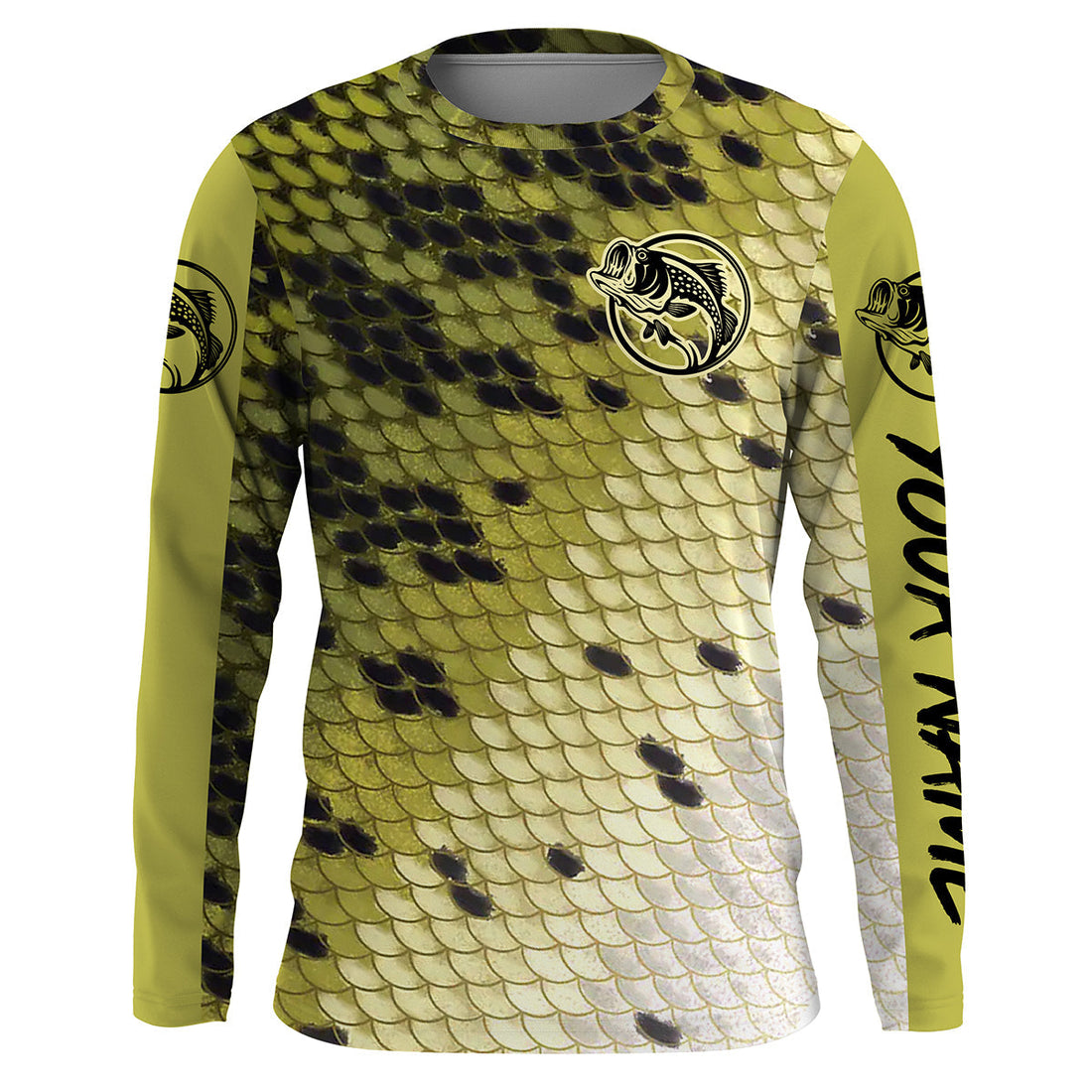 Largemouth Bass fishing green scales Custom Name UV protection UPF 30+ fishing NQS2976