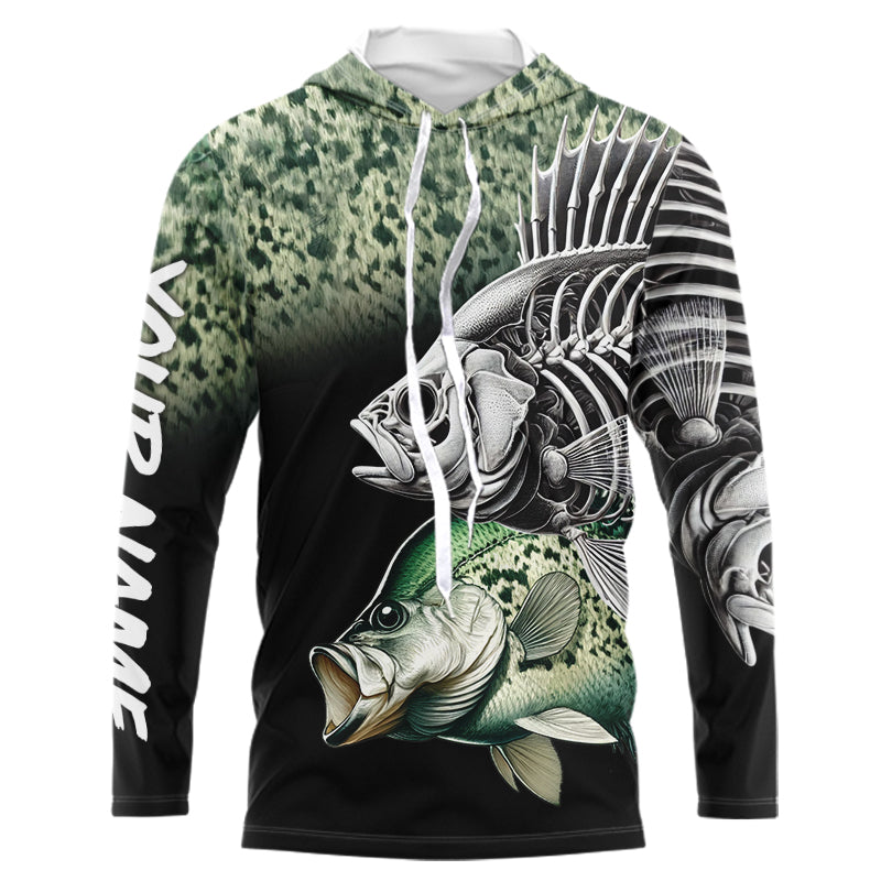 Crappie Reaper Skeleton Green scales Custom Long Sleeve Fishing, Personalized Fishing Gifts NQS9573