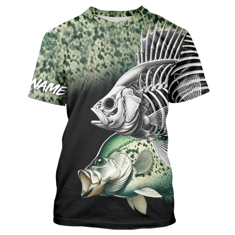 Crappie Reaper Skeleton Green scales Custom Long Sleeve Fishing, Personalized Fishing Gifts NQS9573