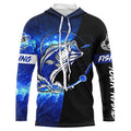 Bass Fishing tattoo blue galaxy black Custom name performance UV protection long sleeve fishing NQS5293