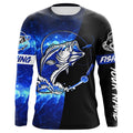 Bass Fishing tattoo blue galaxy black Custom name performance UV protection long sleeve fishing NQS5293