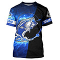 Bass Fishing tattoo blue galaxy black Custom name performance UV protection long sleeve fishing NQS5293