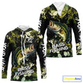 Green Camo Largemouth Bass fishing sun custom name fishing long sleeve uv protection