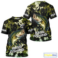 Green Camo Largemouth Bass fishing sun custom name fishing long sleeve uv protection