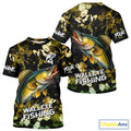 Yellow Camo Walleye fishing sun custom name fishing long sleeve uv protection