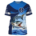 Great barracuda fishing blue sea underwater ocean Custom Name performance long sleeve fishing NQS3779