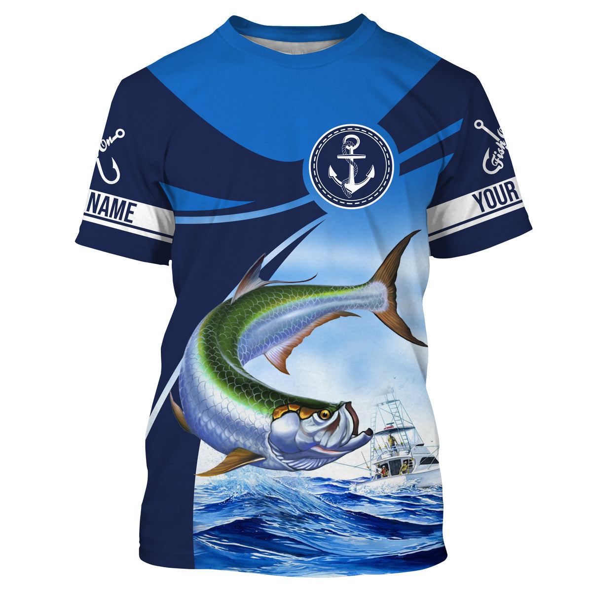 Tarpon fishing blue sea underwater ocean Custom Name performance long sleeve fishing NQS3782