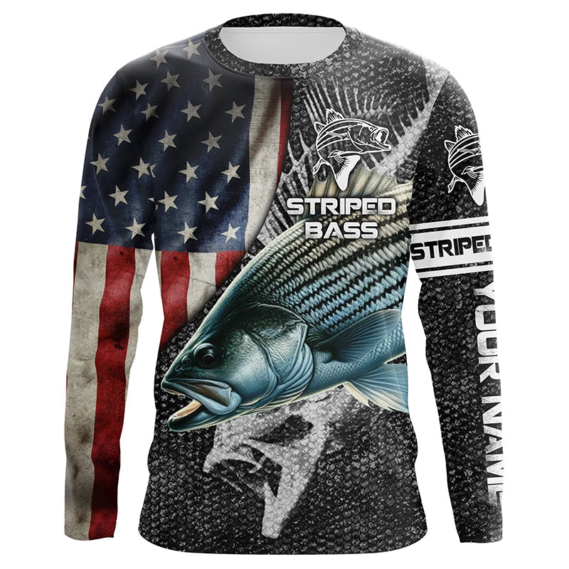Striped bass fishing Custom American flag patriotic Performance UV protection fishing NQS1692