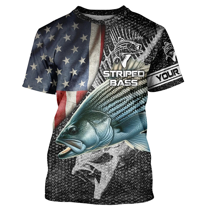 Striped bass fishing Custom American flag patriotic Performance UV protection fishing NQS1692