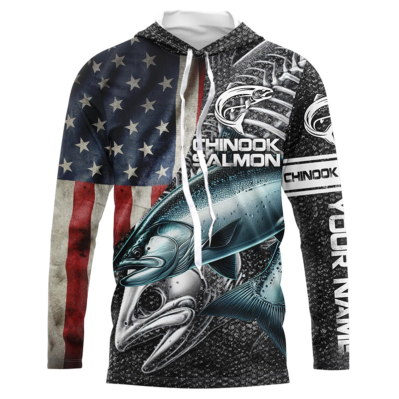 Chinook salmon fishing American flag patriotic fishing Performance Customize NQS1693