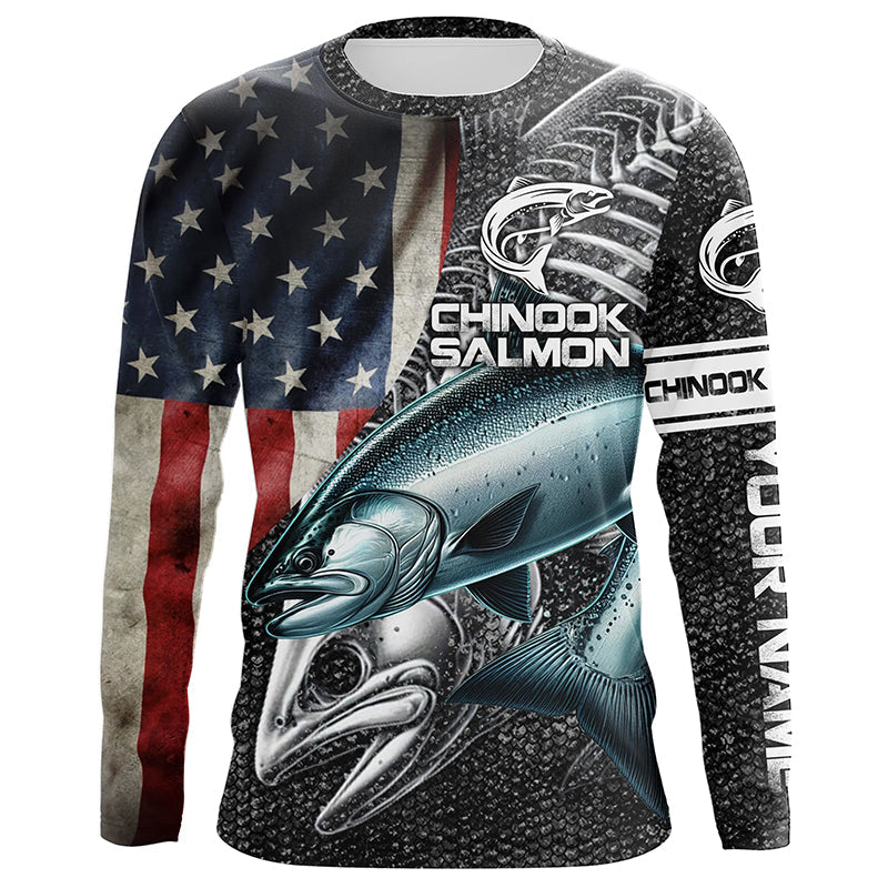 Chinook salmon fishing American flag patriotic fishing Performance Customize NQS1693