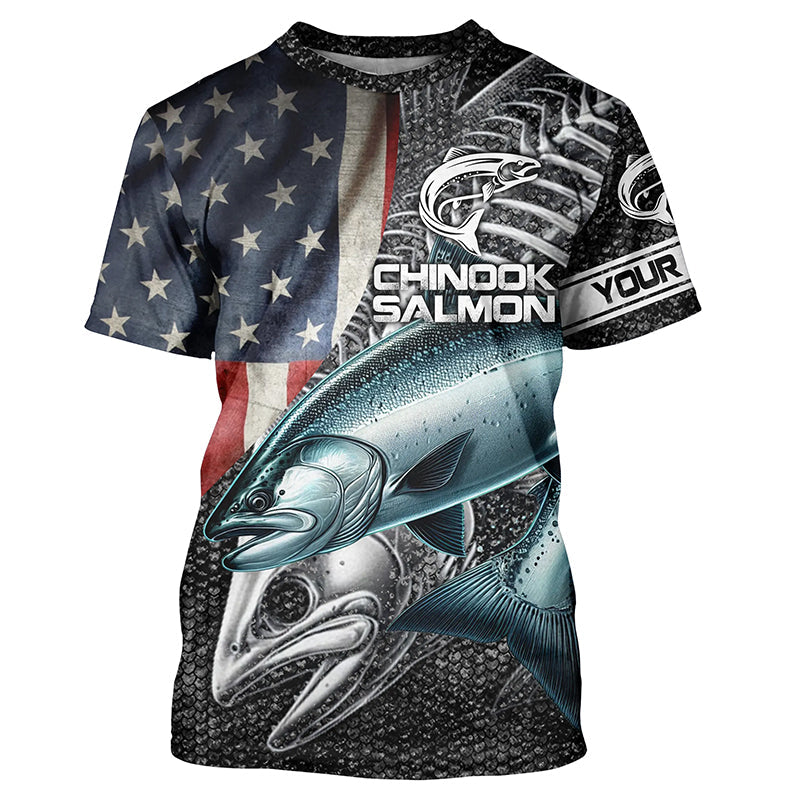 Chinook salmon fishing American flag patriotic fishing Performance Customize NQS1693