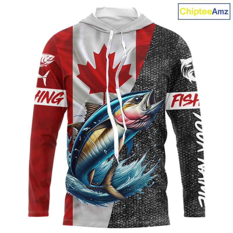 Canadian Flag Tuna Fishing Custom long sleeve performance Fishing, Tuna Fishing NQS9967