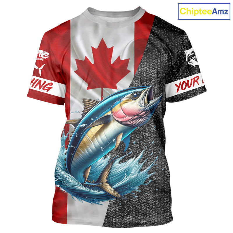 Canadian Flag Tuna Fishing Custom long sleeve performance Fishing, Tuna Fishing NQS9967