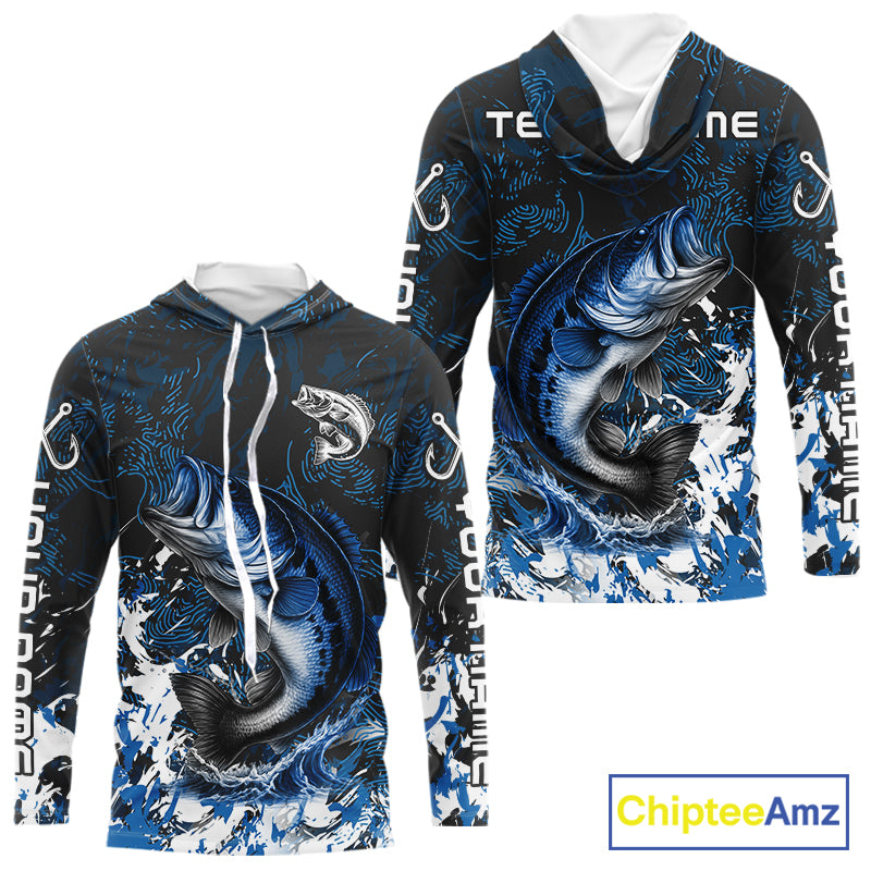Blue Camo Largemouth Bass fishing Custom sun protection Bass fishing, Bass fishing team NQS9994
