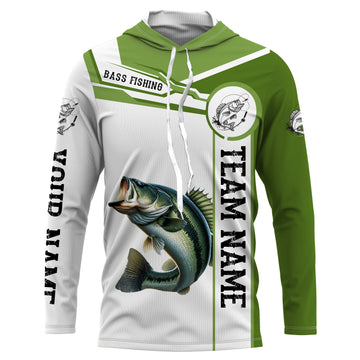 Largemouth Bass fishing clothes green Custom fishing, Long sleeve fishing with hood NQS3084