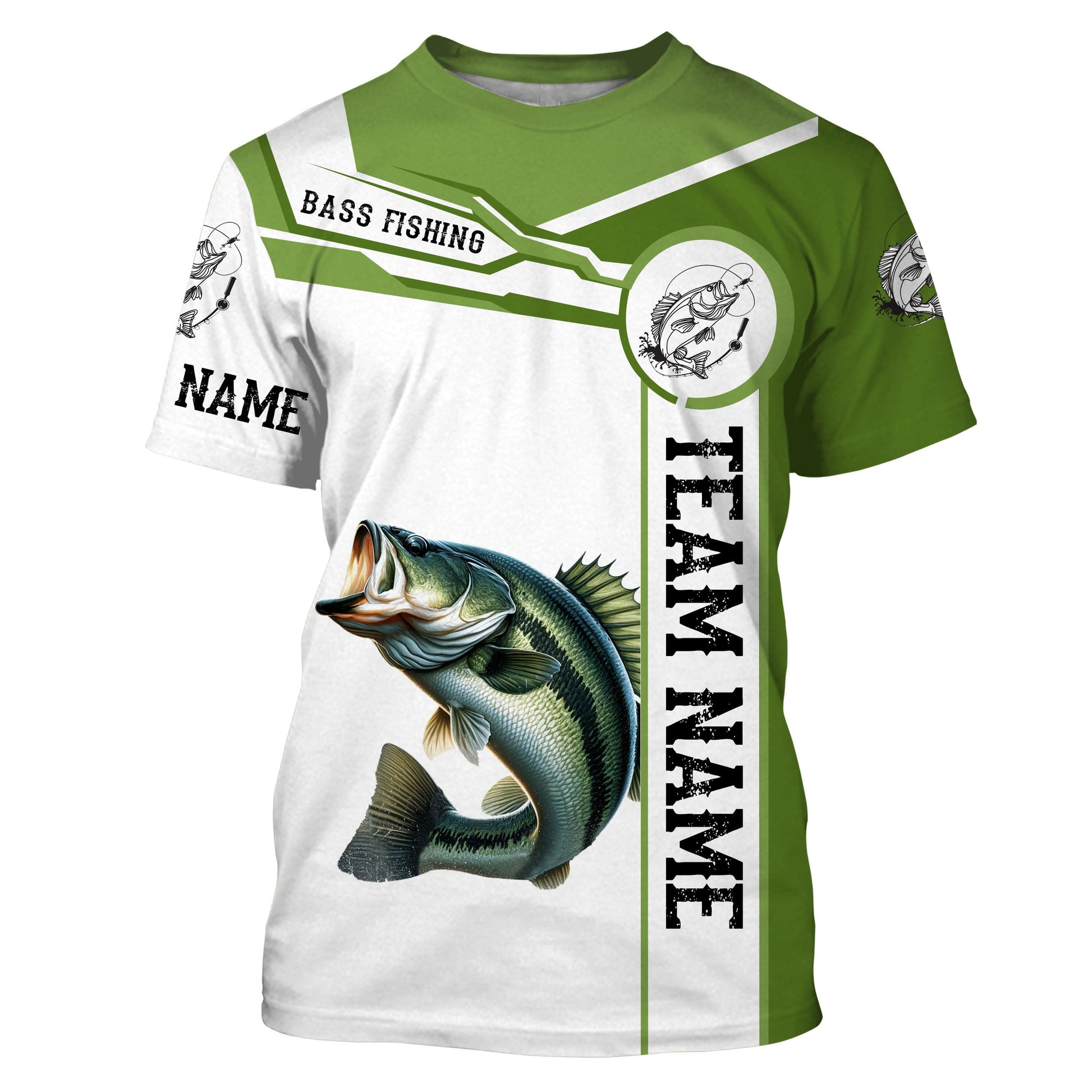 Largemouth Bass fishing clothes green Custom fishing, Long sleeve fishing with hood NQS3084