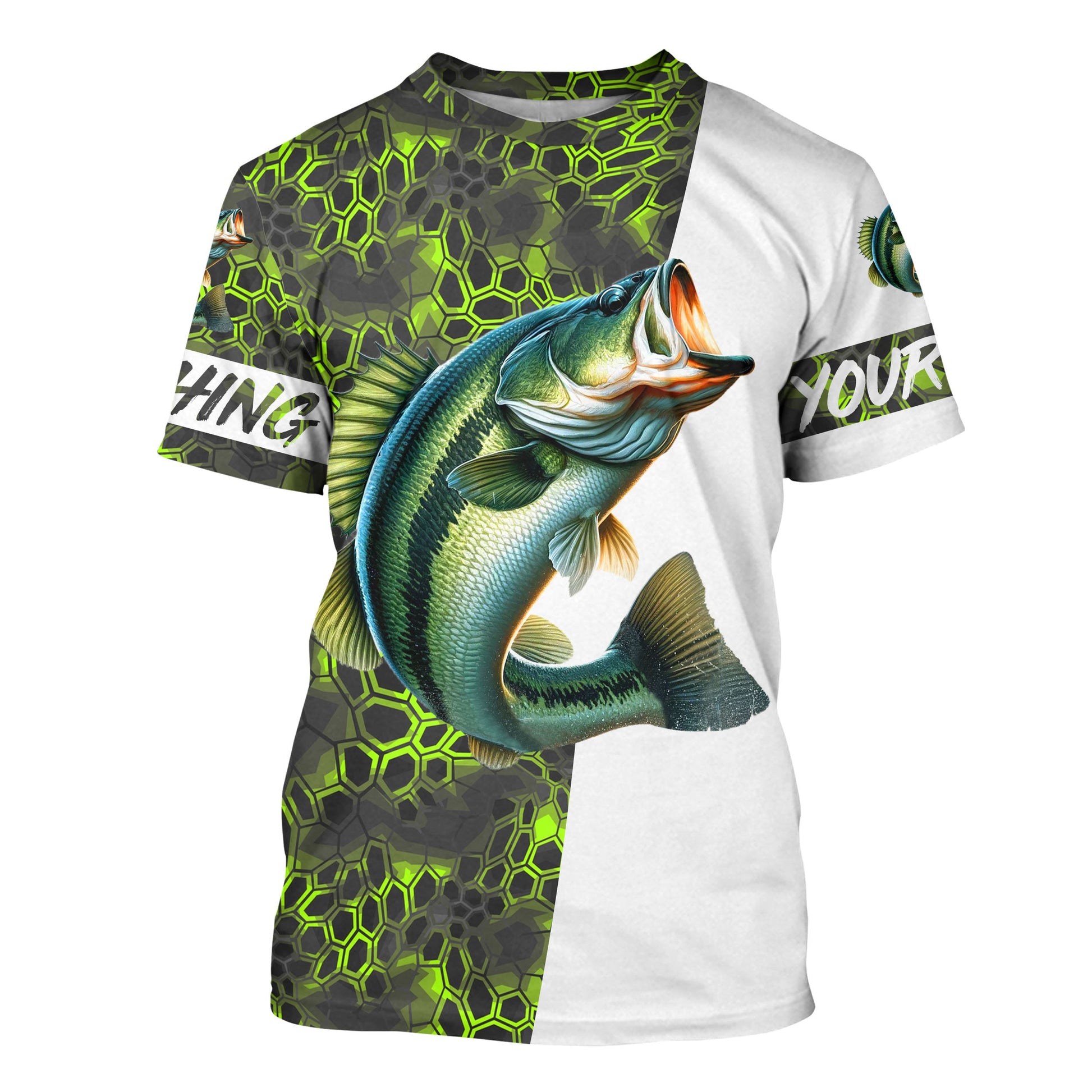Largemouth Bass fishing clothes green camo Custom fishing, Bass fishing with hood NQS3083