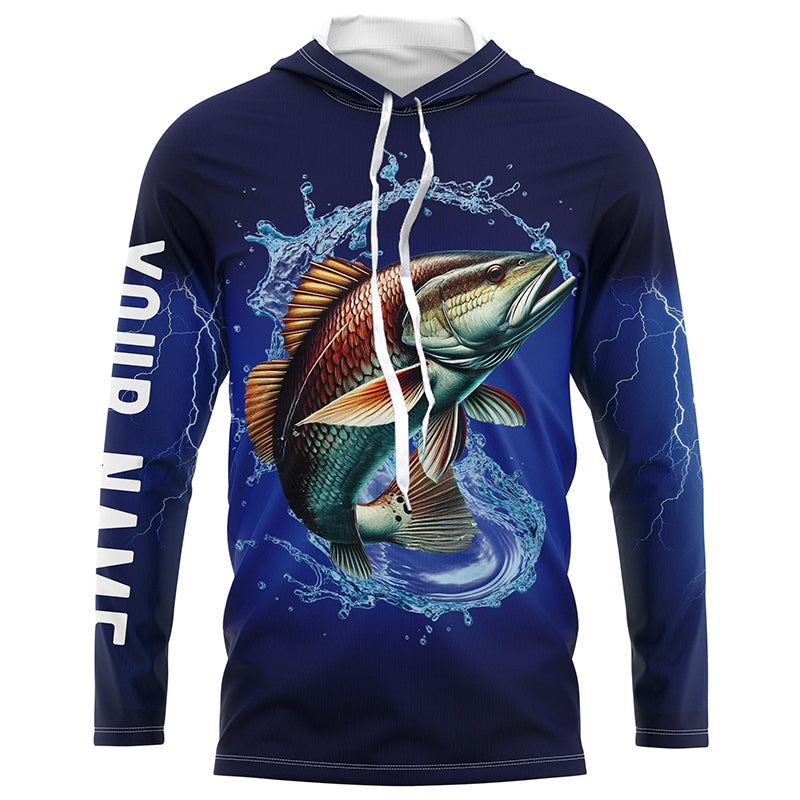 Redfish Puppy Drum Fishing blue lightning Customized Name Long sleeve Fishing NQS301
