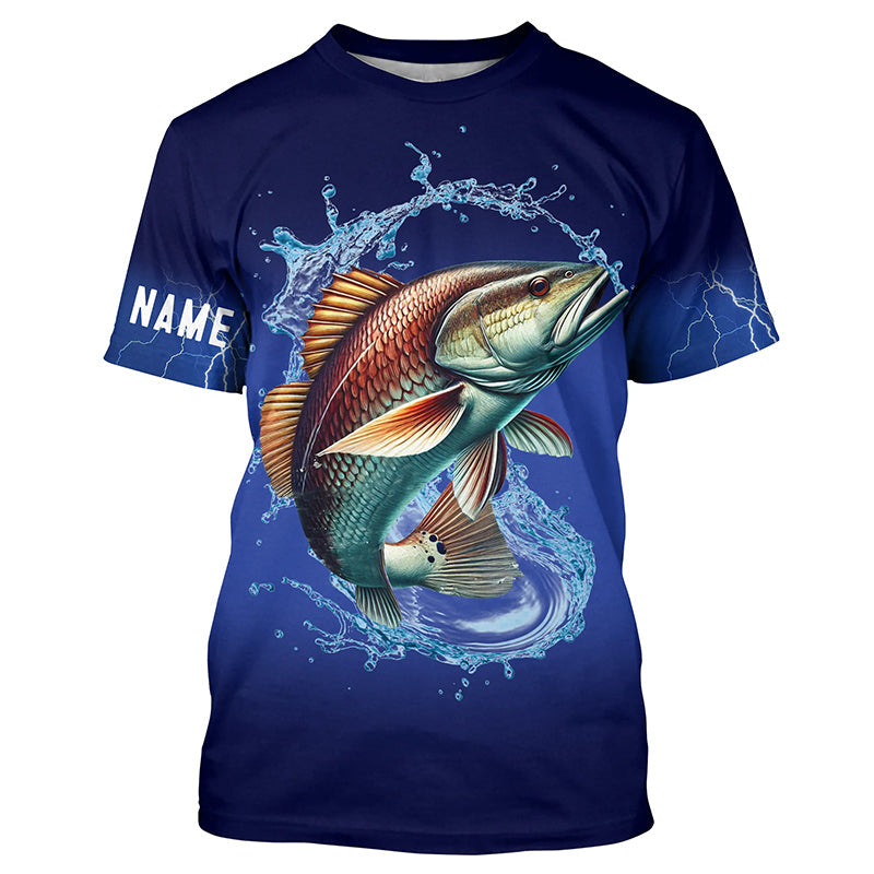 Redfish Puppy Drum Fishing blue lightning Customized Name Long sleeve Fishing NQS301