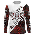 Fish reaper skull Custom Long Sleeve Performance Fishing, Skull Fishing | red camo NQS3798