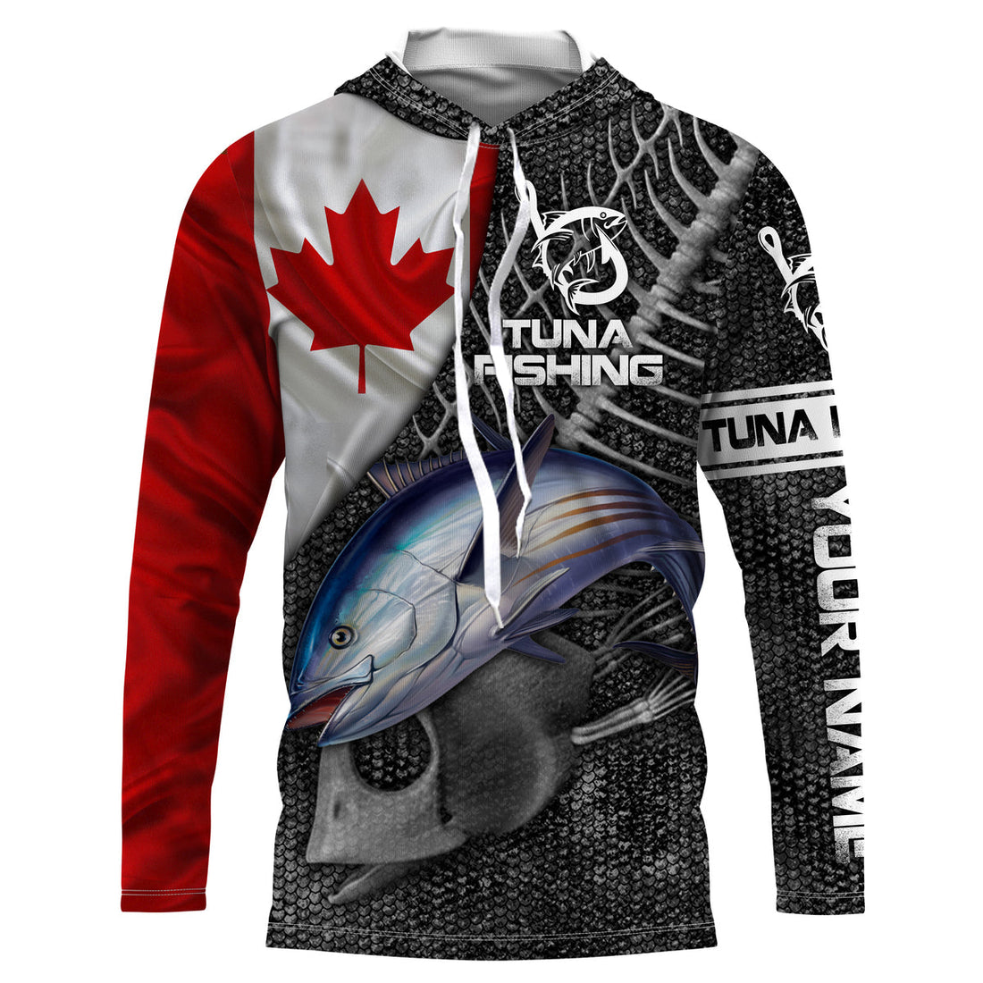 Canadian Flag Bluefin Tuna Fishing Custom long sleeve performance Fishing, Tuna Fishing NQS3807