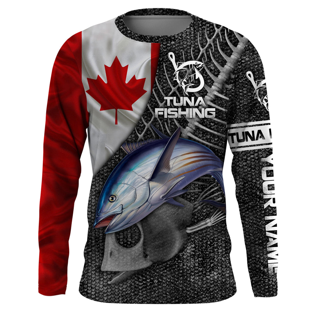 Canadian Flag Bluefin Tuna Fishing Custom long sleeve performance Fishing, Tuna Fishing NQS3807