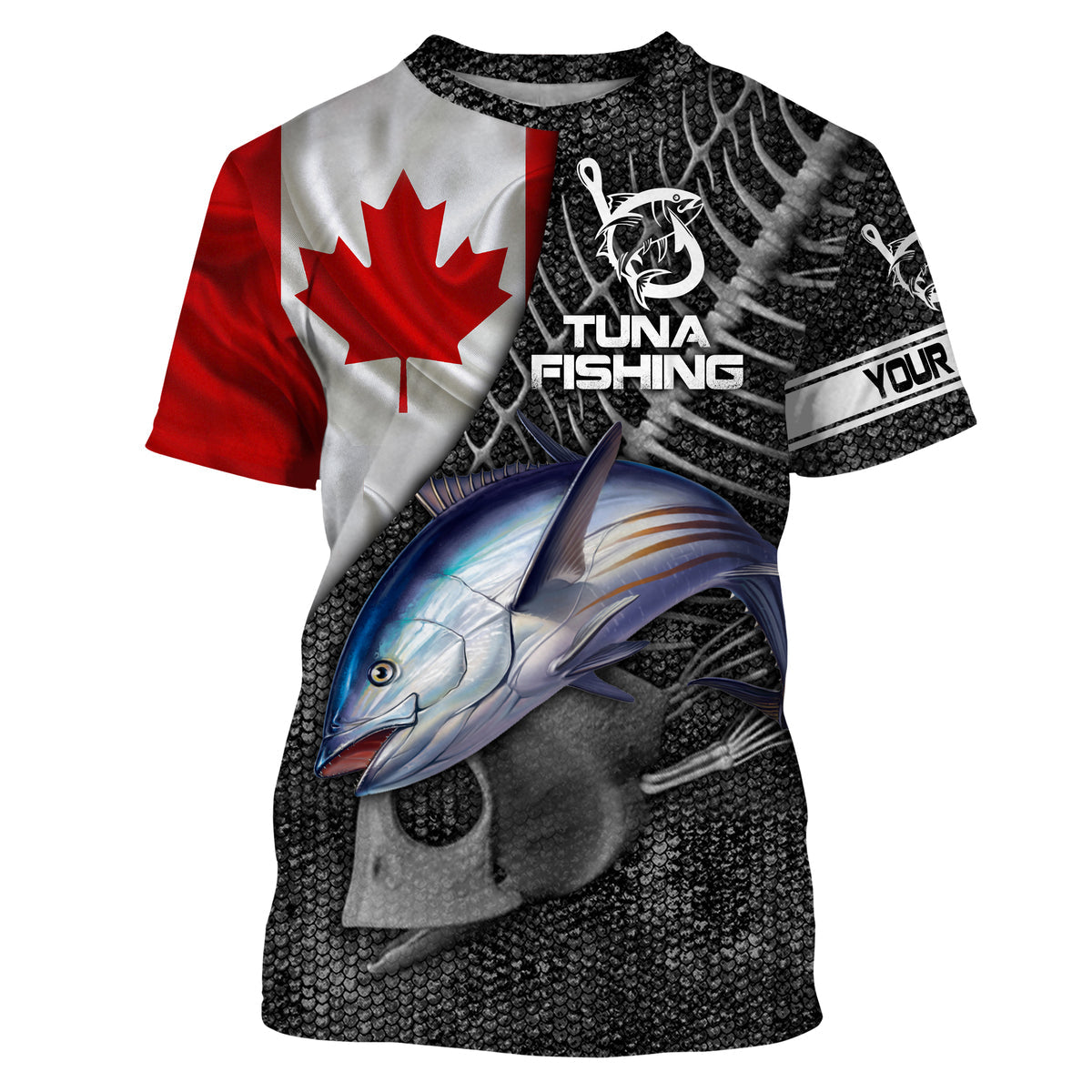 Canadian Flag Bluefin Tuna Fishing Custom long sleeve performance Fishing, Tuna Fishing NQS3807