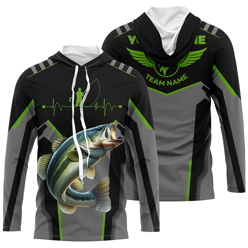 Personalized Black Bass Fishing, Team Bass Fishing Long Sleeve tournament | Green NQS6190