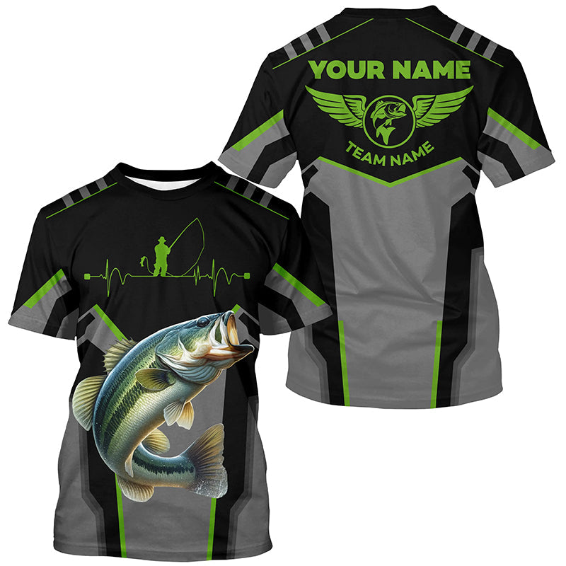 Personalized Black Bass Fishing, Team Bass Fishing Long Sleeve tournament | Green NQS6190