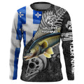 Quebec Flag walleye Fishing Custom long sleeve performance Fishing, walleye Fishing NQS4179
