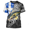 Quebec Flag walleye Fishing Custom long sleeve performance Fishing, walleye Fishing NQS4179