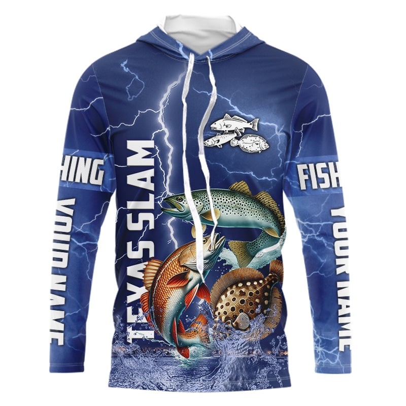 Texas Slam Fishing blue lightning custom performance Long Sleeve tournament fishing NQS9236