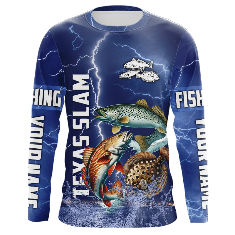 Texas Slam Fishing blue lightning custom performance Long Sleeve tournament fishing NQS9236