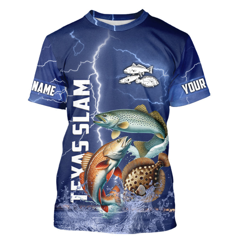Texas Slam Fishing blue lightning custom performance Long Sleeve tournament fishing NQS9236