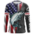 American Flag Salmon Fishing Custom long sleeve performance Fishing, Salmon Fishing NQS7883