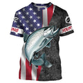 American Flag Salmon Fishing Custom long sleeve performance Fishing, Salmon Fishing NQS7883