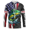American Flag Mahi Mahi Fishing Custom long sleeve performance Fishing, Dorado Fishing NQS7885
