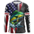 American Flag Mahi Mahi Fishing Custom long sleeve performance Fishing, Dorado Fishing NQS7885