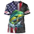 American Flag Mahi Mahi Fishing Custom long sleeve performance Fishing, Dorado Fishing NQS7885