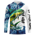 Mahi Mahi Fishing blue ocean sea wave camo Custom long sleeve performance fishing NQS7886